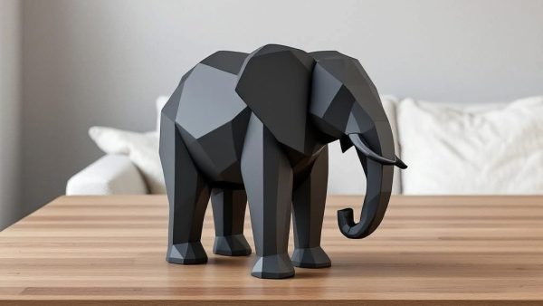 Geometrik Fil Heykeli — Low Poly Heykelsi Form Geometrik Fil Heykeli — Low Poly Heykelsi Form