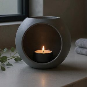 Küresel Form Tealight Tutucu | Heykelsi Işık Objesi — heykelsi tealight tutucu