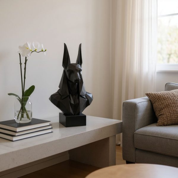 Geometrik Anubis Büstü — Heykelsi Form — dekoratif büst