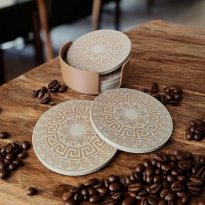 Yunan Motifli Bardak Altlığı Seti — Antik Form, Modern Masa — antik ornament