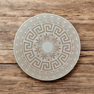 Yunan Motifli Bardak Altlığı Seti — Antik Form, Modern Masa — dijital zanaat