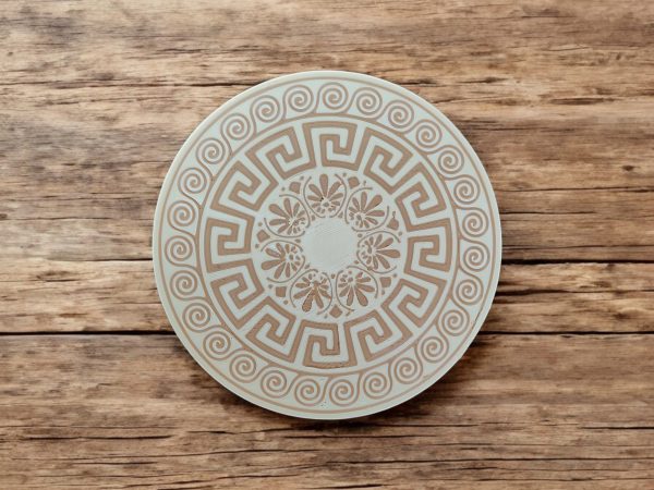 Yunan Motifli Bardak Altlığı Seti — Antik Form, Modern Masa — dijital zanaat