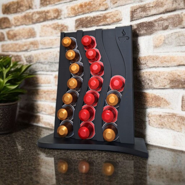 Dalgalı Form Nespresso Kapsül Standı — antrasit