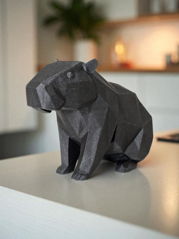 Heykelsi Kapibara | Low Poly Geometrik Heykel — antrasit