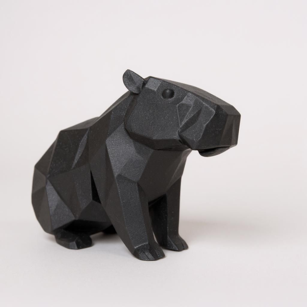 Heykelsi Kapibara | Low Poly Geometrik Heykel — antrasit