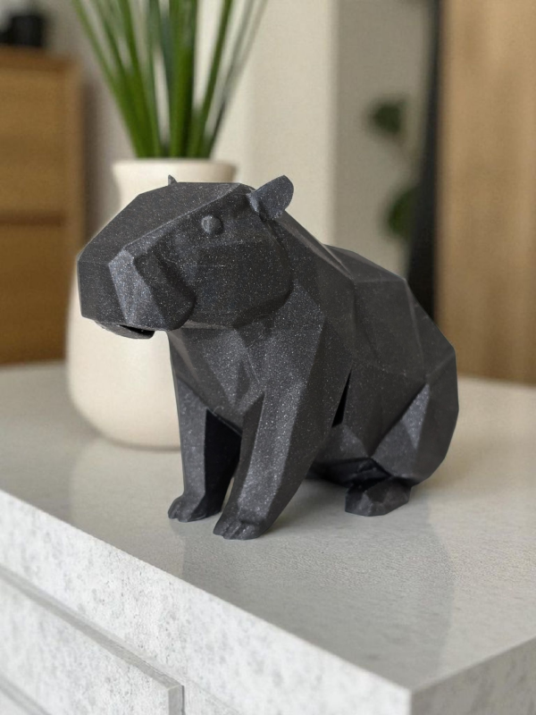Heykelsi Kapibara | Low Poly Geometrik Heykel — antrasit