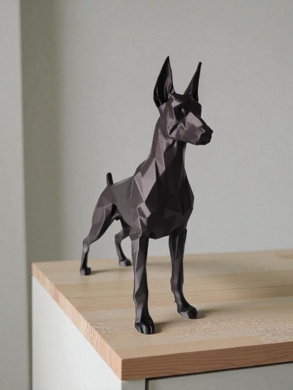 Heykelsi Dobermann — Çokyüzlü Form — dobermann heykeli — dijital zanaat