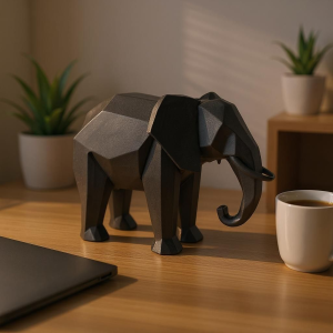 Geometrik Fil Heykeli — Low Poly Heykelsi Form — dijital zanaat