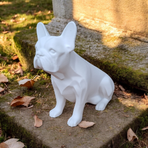 Heykelsi Fransız Bulldog — Oturan Form, Minimalist Karakter — fransız bulldog figürü — hayvan heykel