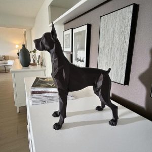 Geometrik Doberman Heykel | Low Poly Form — geometrik köpek heykeli