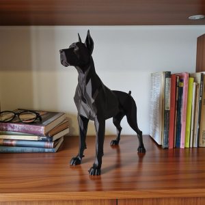 Geometrik Doberman Heykel | Low Poly Form — geometrik köpek heykeli — dijital zanaat