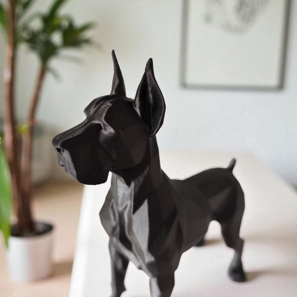 Geometrik Doberman Heykel | Low Poly Form — geometrik köpek heykeli — geometrik figür