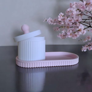 Oluklu Form Organizer Set | Tepsi ve Kavanoz — oluklu organizer set — banyo düzenleyici