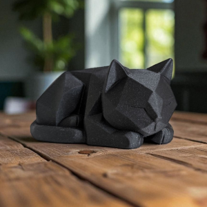 Uyuyan Kedi Heykelcik — Geometrik Form — heykelsi kedi figürü