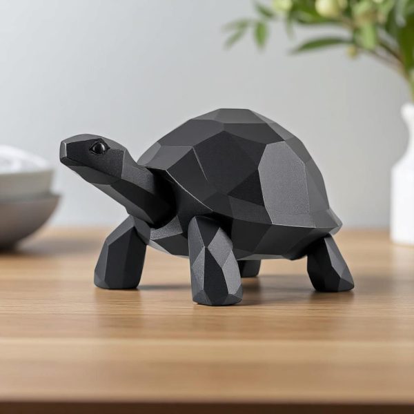 Yürüyen Kaplumbağa | Low-Poly Heykel — antrasit
