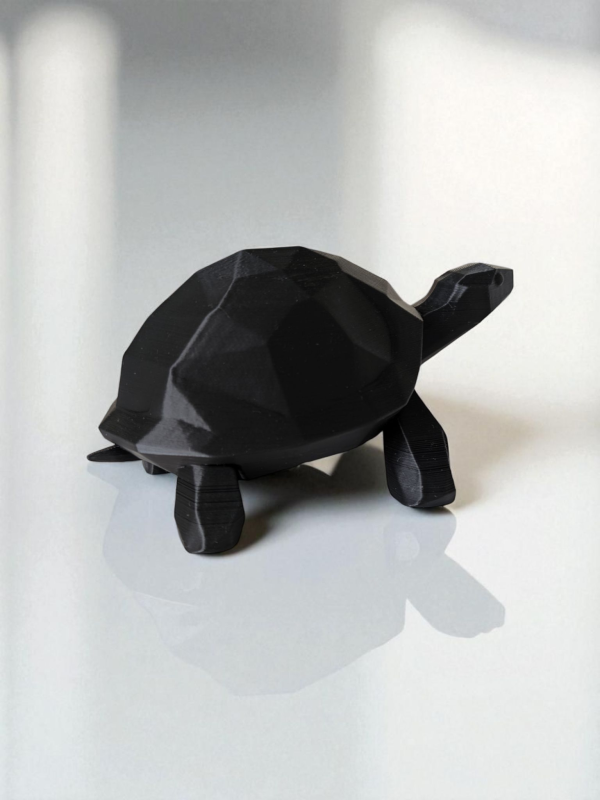 Yürüyen Kaplumbağa | Low-Poly Heykel — antrasit
