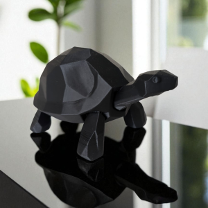 Yürüyen Kaplumbağa | Low-Poly Heykel — antrasit