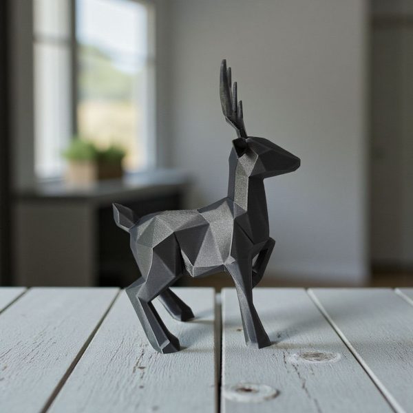 Geometrik Geyik Heykel | Low Poly Form — heykelsi dekor