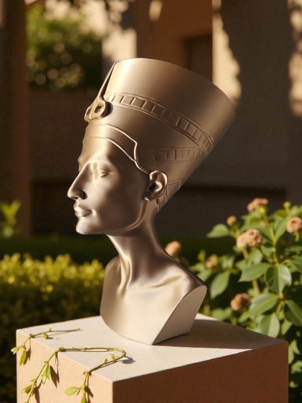 Nefertiti Büstü — Heykelsi Form, Zamansız Duruş — latte