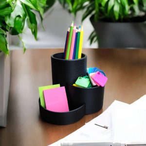 Üç Bölmeli Heykelsi Masa Organizeri — antrasit