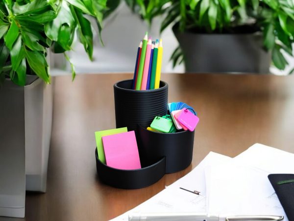 Üç Bölmeli Heykelsi Masa Organizeri — antrasit