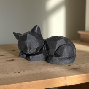 Uyuyan Kedi Heykelciği — Geometrik Form — geometrik kedi heykeli — geometrik heykel