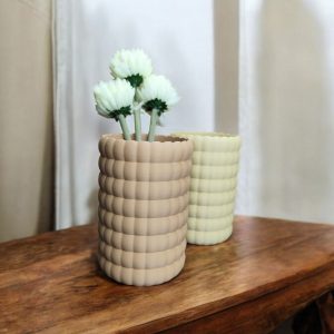 Kabartma Dokulu Heykelsi Vazo — Bubble Bloom — dijital zanaat