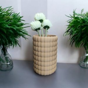 Kabartma Dokulu Heykelsi Vazo — Bubble Bloom — boho dekor