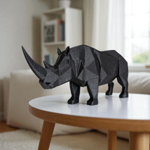 Geometrik Gergedan Heykeli — Low-Poly Form — geometrik heykel