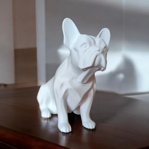 Heykelsi Fransız Bulldog — Oturan Form, Minimalist Karakter — fransız bulldog figürü