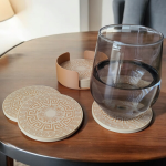 Yunan Motifli Bardak Altlığı Seti — Antik Form, Modern Masa
