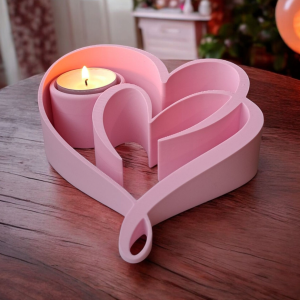 İki Kalp Heykelsi Mumluk — Şerit Formda Tealight Tutucu
