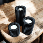 Oluklu Form Mumluk Üçlü Set — Heykelsi Doku — tealight mumluk set