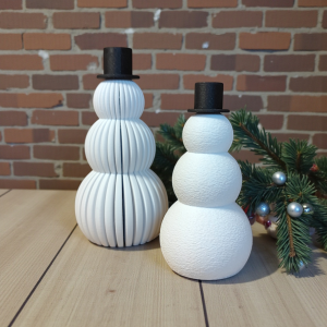 Heykelsi Kardan Adam İkili | Ribbed & Smooth Form — minimalist kardan adam dekor — dijital zanaat