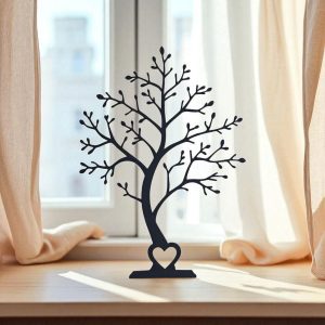 Kalp Köklü Ağaç — Heykelsi Masa Dekor Objesi — minimalist ağaç heykeli