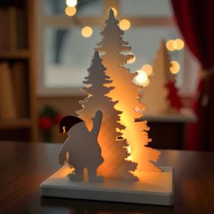 Işıklı Noel Sahnesi — Cüceli Çam Ormanı — ışıklı Noel sahnesi