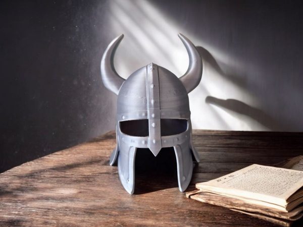 Savaş Geçmişi Olan Viking Miğferi Heykel Objesi — Viking miğferi heykeli — heykelsi obje