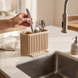 Japandi Çatal Bıçak Dreni — Üç Bölmeli Form — Japandi çatal bıçak drenajlığı — minimalist mutfak