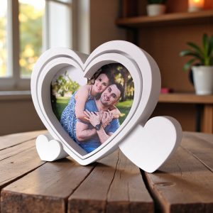 Katmanlı Kalp Çerçeve — Kişisel Fotoğraf İçin Heykelsi Form — kalp fotoğraf çerçevesi — dijital zanaat