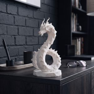 Low Poly Ejderha Heykeli — Fantastik Form, Heykelsi Duruş — heykel ejderha figürü