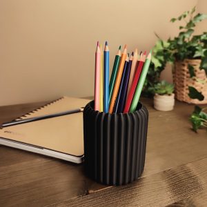 Kabartmalı Form Kalemlik — Masa Üstü Heykel — antrasit