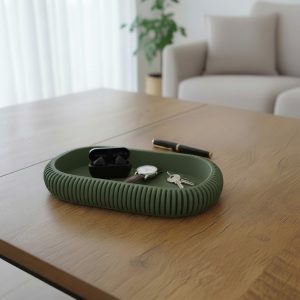 Ritmik Dokulu Tepsi — Japandi Form — masaüstü tepsi — masaüstü tepsi