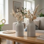 Sculptural Japandi cylinder vase with vertical fluted texture and a narrow neck