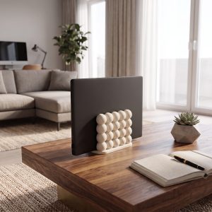 Kabarcık Form Dikey Laptop Standı — Heykelsi Dijital Zanaat — çalışma masası aksesuarı