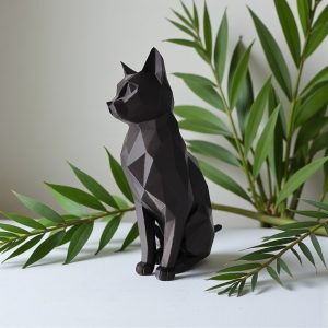Oturan Kedi Heykelsi — Low Poly Form — low poly heykel — geometrik obje