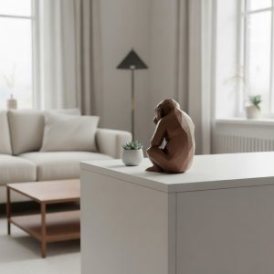 Düşünen Maymun | Heykelsi Low Poly Figür — heykelsi figür — geometrik heykel