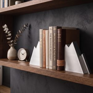Dağ Silüeti Kitap Desteği İkili — heykelsi kitap desteği