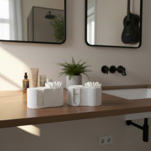 Oluklu Form Pamuk ve Kulak Çubuğu Dispenseri — oluklu banyo dispenseri
