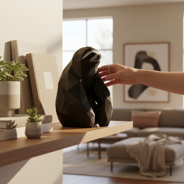 Katmanlı Form Tembel Hayvan Heykeli — antrasit