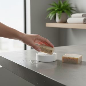 Dalga Dokulu Sabunluk — Heykelsi Form — banyo dekoru